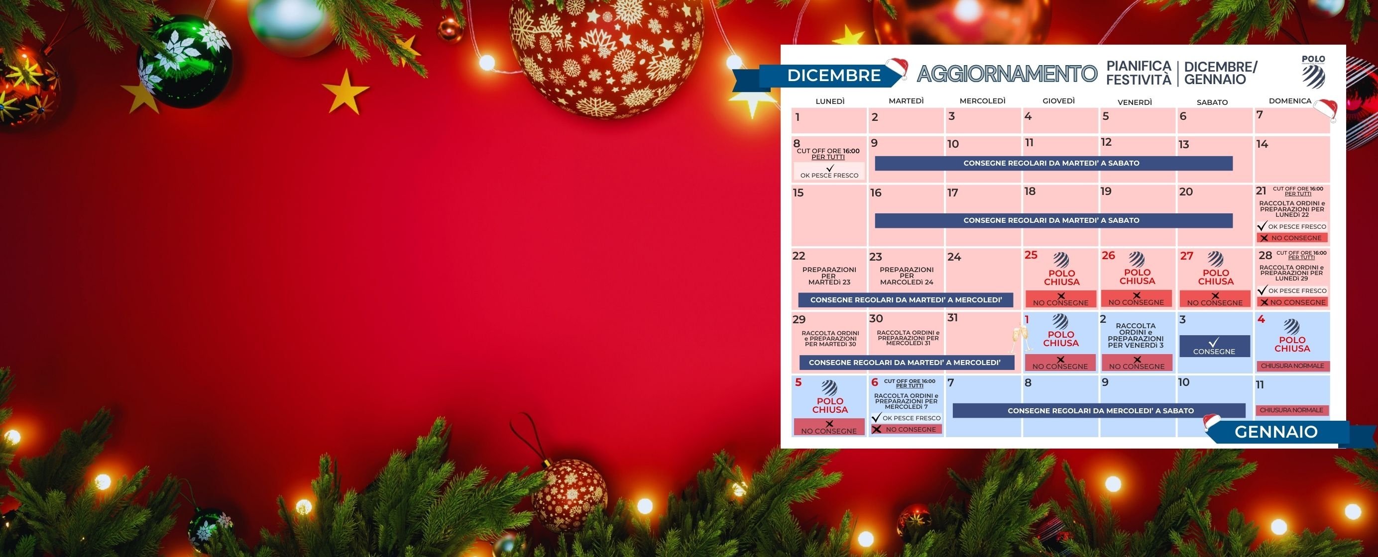CALENDARIO CONSEGNE FESTIVITÀ