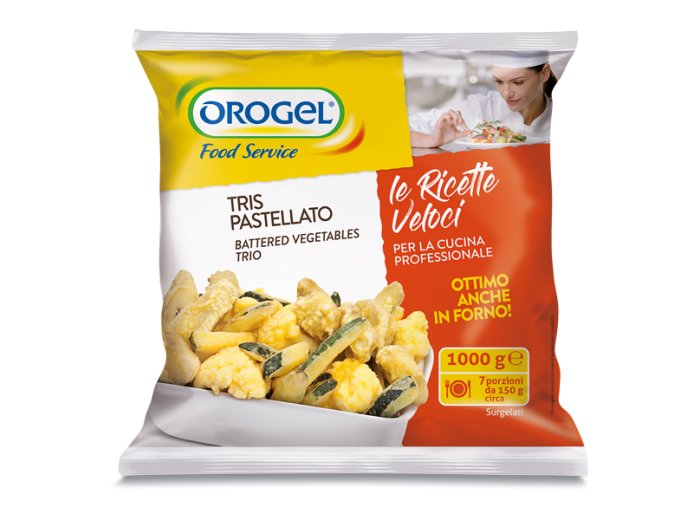 Tris di verdure pastellate orogel