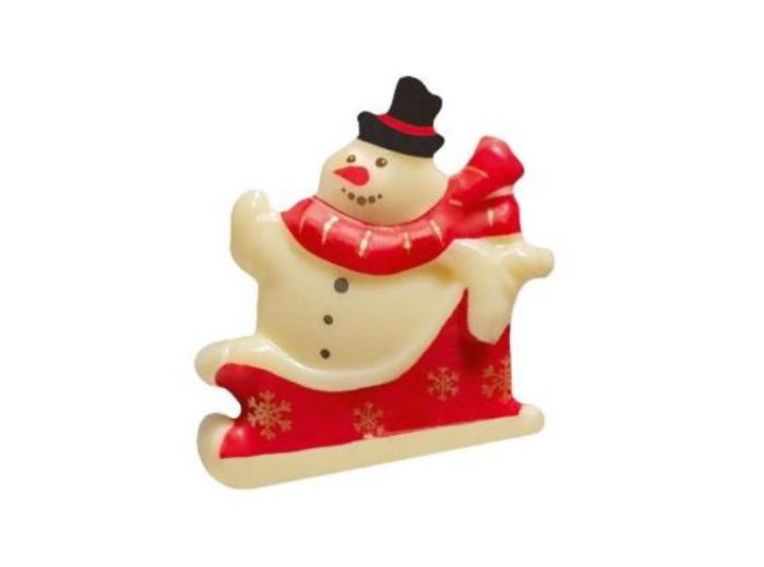 Pupazzi di neve con slitta choc bianco