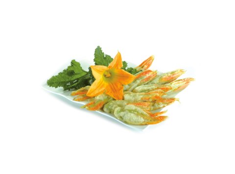 Fiori di zucca in crosta de palma